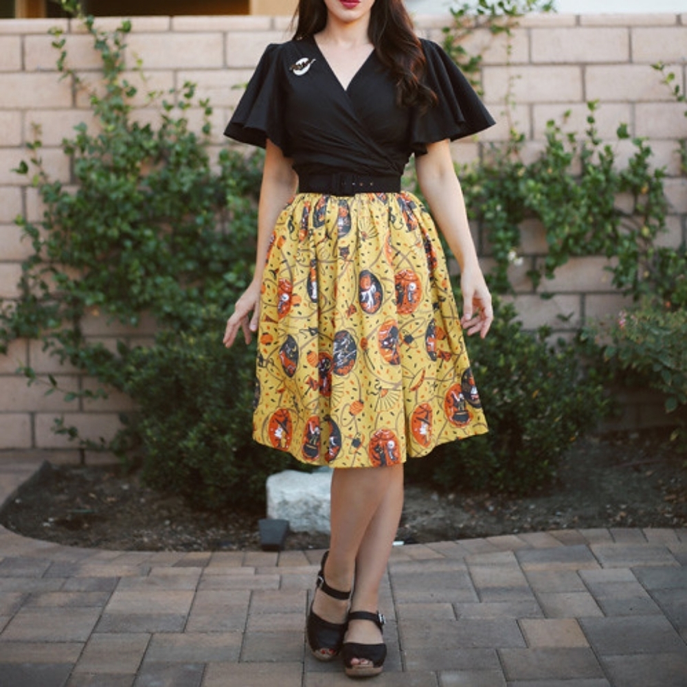 Pin up girl Rockabilly Halloween vintage skirt